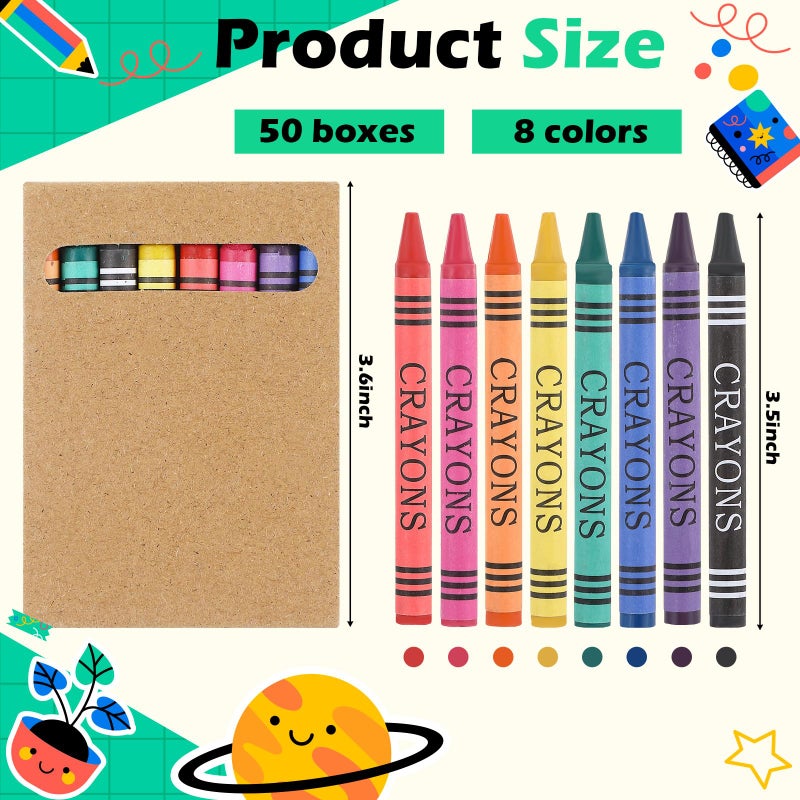 Trandraft Crayons Bulk 8 Different Color Crayon Wrapped Wax Mini Boxes Of Crayons Bulks Crayons Party Favors Packs For Classroom  Home Birthdays  School Teachers (50 Packs) - Image 2
