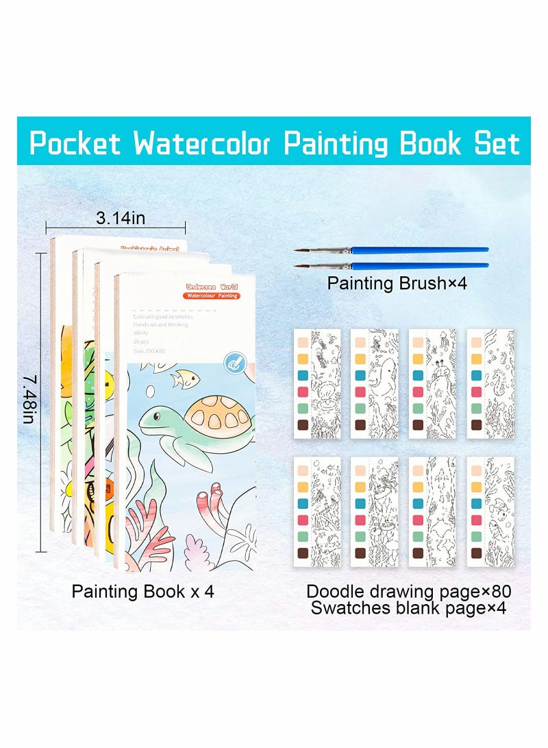 4 Pcs Portable Watercolor Painting Book for Kids Fun Travel Activity Magic Graffiti Art - Image 5