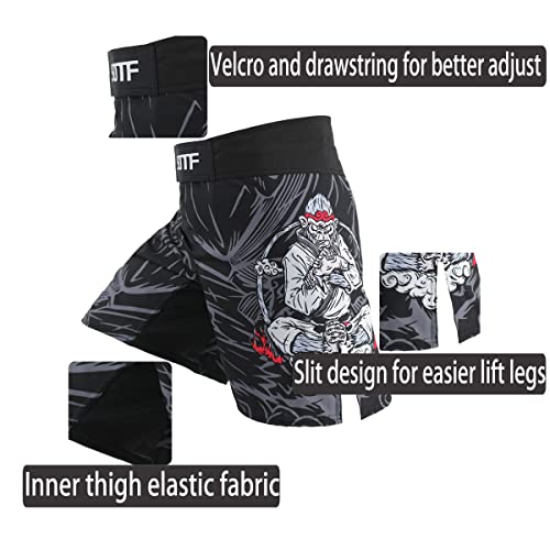 SOTF Men Breathable Running Shorts MMA Boxing Fitness Sports Shorts Black Gray M Waist 33-34.6 inch - Image 3
