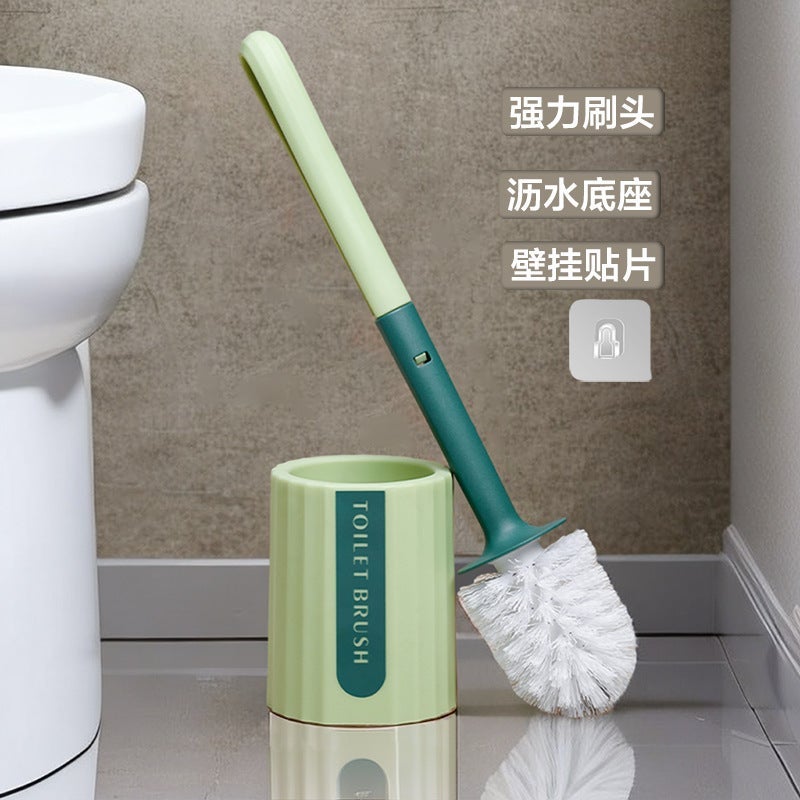 Toilet Brush Suit Dead Angle Household Round Head Toilet Brush With Cleaning Toilet Brush Long Handle Cleaning Brush Base - Image 1