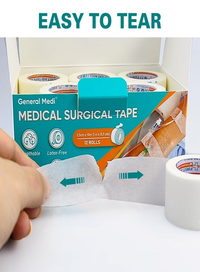 جنرال ميديا شريط جراحي ورقي ناعم من جنرال ميدي، 1 بوصة × 10.9 ياردة، التصاق لطيف (12 لفة) - Image 5