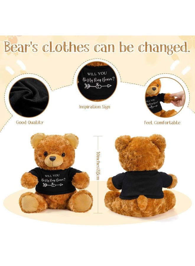 Jexine 2 Pieces Wedding 10 Inch Bear Stuffed Animal Will You Be My Flower Girl Ring Boy Proposal Gifts from Bride Groom with Clothing for Wedding Proposal Anniversary Party (Ring Bearer) - Image 2