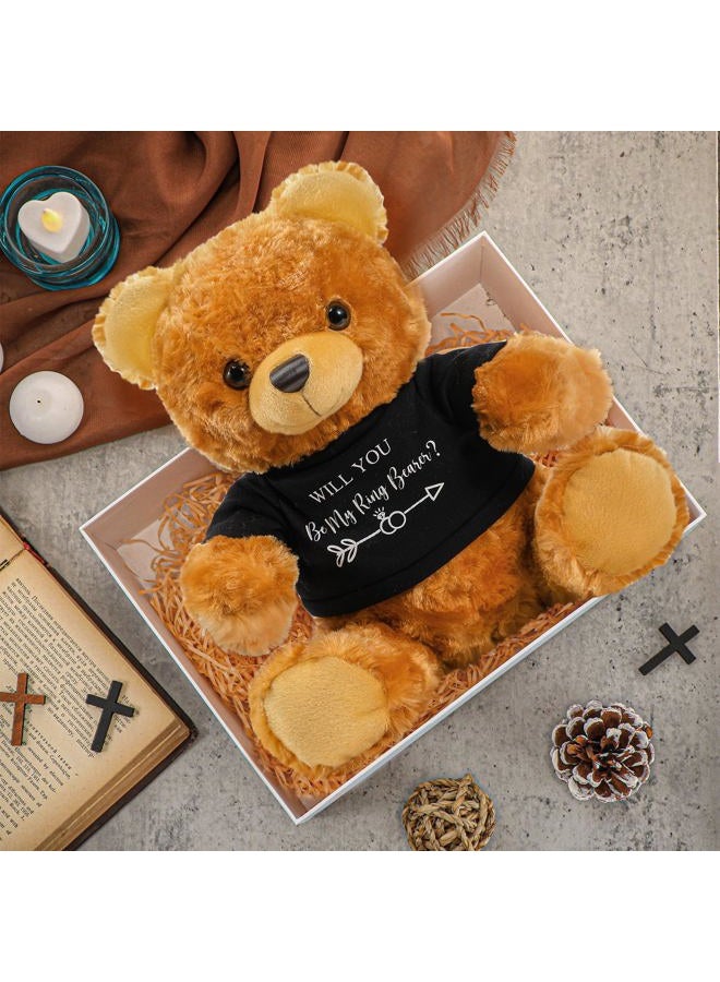 Jexine 2 Pieces Wedding 10 Inch Bear Stuffed Animal Will You Be My Flower Girl Ring Boy Proposal Gifts from Bride Groom with Clothing for Wedding Proposal Anniversary Party (Ring Bearer) - Image 3