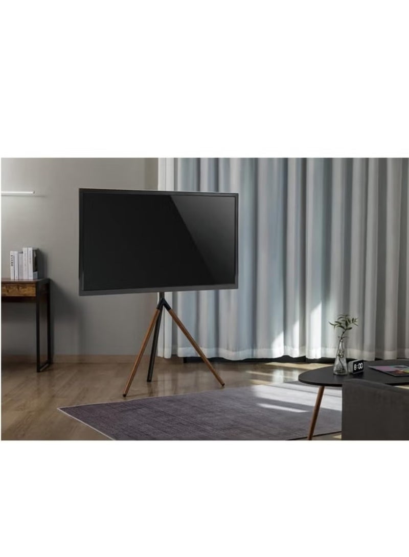 JAJEEK Easel Studio TV Floor Stand, Mount for 49" - 70" Screen Size, Supports Up to 40 KG - Stylish Grey/Walnut Finish for Modern Home & Office Use, Adjustable Height & Sturdy Base for Safe Viewing - Image 4