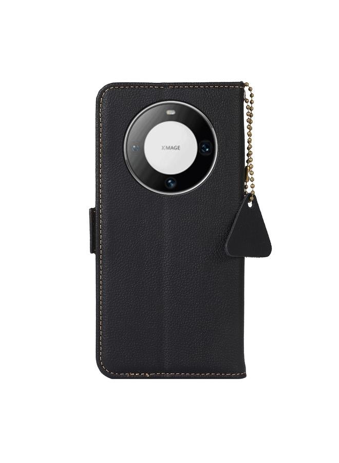 Zaboon Case For Huawei Mate 60 Pro Side-Magnetic TJ Genuine Leather RFID Phone Case - Image 3