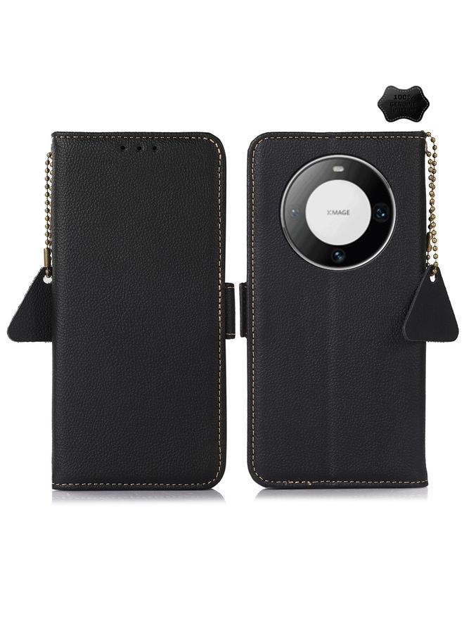 Zaboon Case For Huawei Mate 60 Pro Side-Magnetic TJ Genuine Leather RFID Phone Case - Image 1