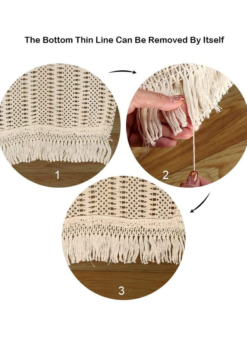 SOLARAE Lace Tablecloths, 12 x 108 Inch Cotton Thread Tassel Wedding Tablecloths, Home Party Decoration Accessories Shooting Set Props for Hotels, Homestays, Family Gatherings, Wedding Parties - Image 2