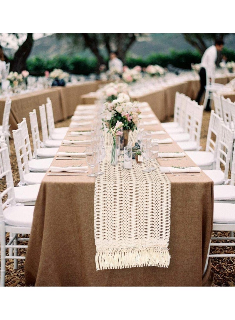 SOLARAE Lace Tablecloths, 12 x 108 Inch Cotton Thread Tassel Wedding Tablecloths, Home Party Decoration Accessories Shooting Set Props for Hotels, Homestays, Family Gatherings, Wedding Parties - Image 3