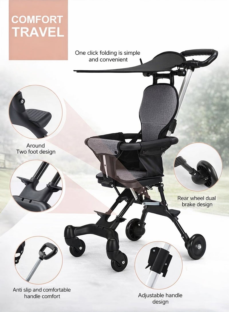 DBLEW Lightweight Compact Baby Airport Travel Stroller with Adjustable Handles and Backrest One Hand Foldable Easy Overhead Airplane Or Car Trunk Storage Shopping Walking Pocket Stroller Cart For Toddler - Image 2