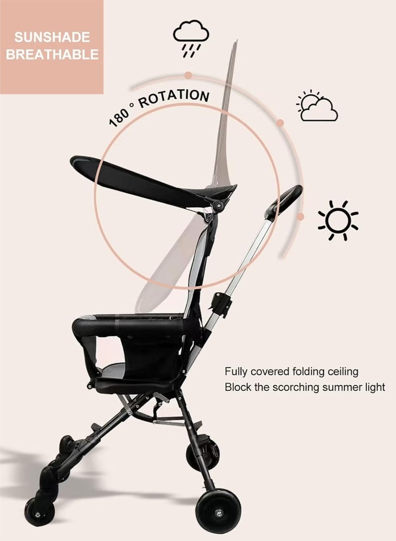 DBLEW Lightweight Compact Baby Airport Travel Stroller with Adjustable Handles and Backrest One Hand Foldable Easy Overhead Airplane Or Car Trunk Storage Shopping Walking Pocket Stroller Cart For Toddler - Image 3