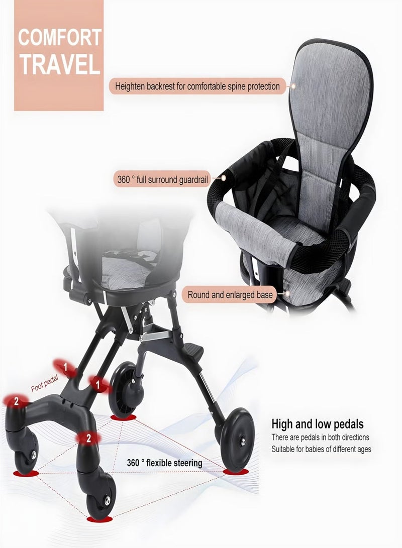 DBLEW Lightweight Compact Baby Airport Travel Stroller with Adjustable Handles and Backrest One Hand Foldable Easy Overhead Airplane Or Car Trunk Storage Shopping Walking Pocket Stroller Cart For Toddler - Image 5