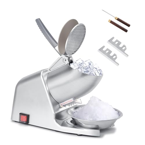 Hurmovae 300W 178 lbs/hr ETL-Listed Dual Blade Electric Ice Shaver Machine with Ice Pick, Ice Crusher for Home Use and Commercial, Shaved Ice Machine, Ice Grinder, Silver - Image 1