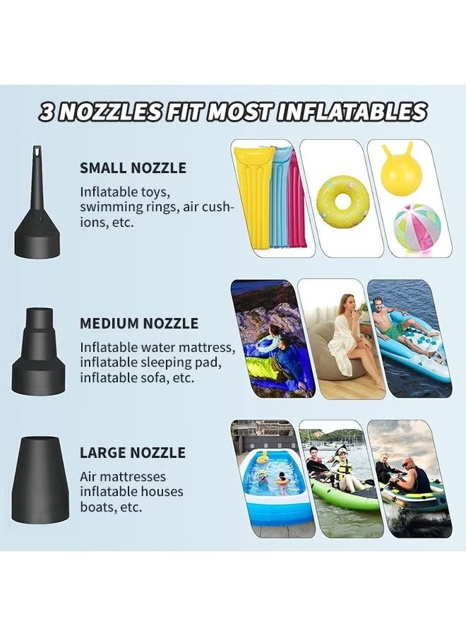 يا إلهي مضخة هواء صغيرة محمولة ، مضخة هواء كهربائية 2 في 1 ، تضخم سريع ، استنشاق ، مناسبة للفراش/حلقة السباحة/كرة اليوغا الأساسية للتخييم والمنزل - Image 3