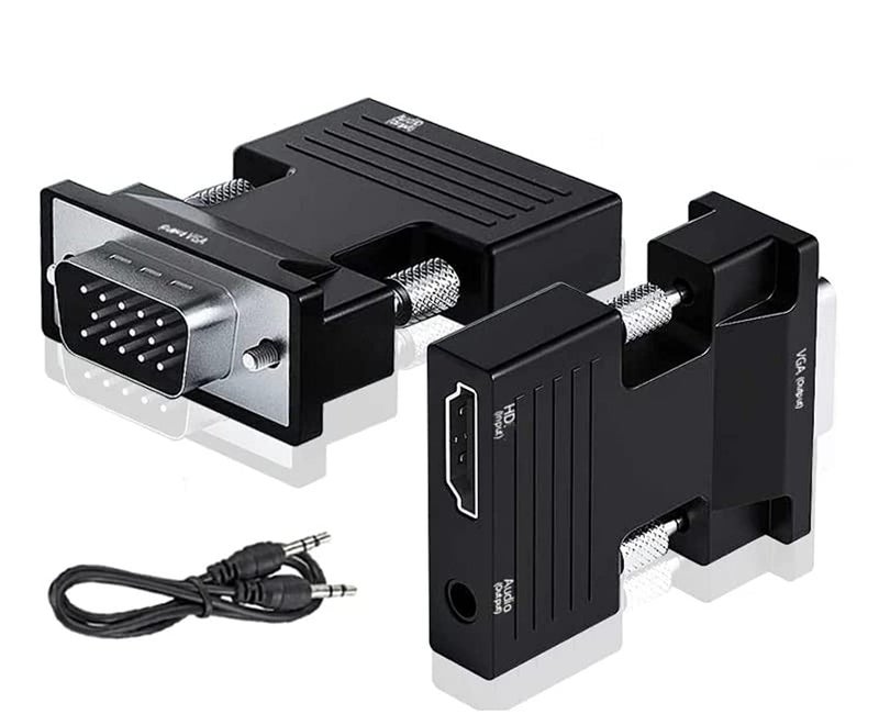 Microware Microware HDMI to VGA Adapter Converter with 3.5mm Stereo Audio, Active Female HDMI to VGA Male 1080p Video Dongle Adaptor for Laptop PC PS3 Xbox STB Blu-ray DVD TV Stick - Image 1