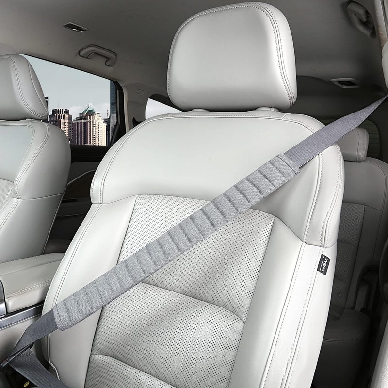Car Seatbelt Covers Cushion Shoulder Pads Protector Sleeve for Adults, Auto Extra Long Seat Belt Strap Cover Decorations for Women, Kids, Honda, Trucks Accessories, 1pc, 19.5in, Gray