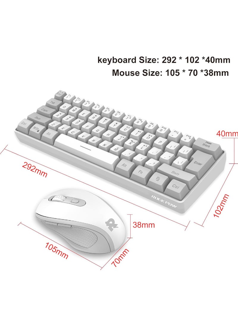 Rock Pow ROCK POW Arabic English 2.4G Wireless Gaming Keyboard and Mouse Combo, Include Mini 60% Mechanical Feel RGB Backlit Keyboard, Ergonomic Vertical Feel Small Wireless Mouse  - Image 5