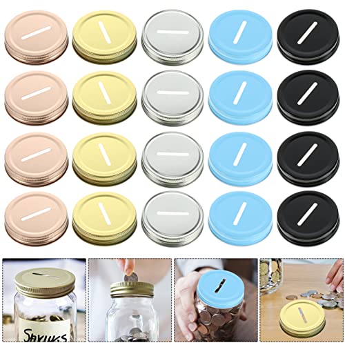 Sewroro 25pcs Slot Wide Mouth Mason Jar Lids Metal Slot Lid Canning Tinplate Bank (mixed Colors) - Image 5