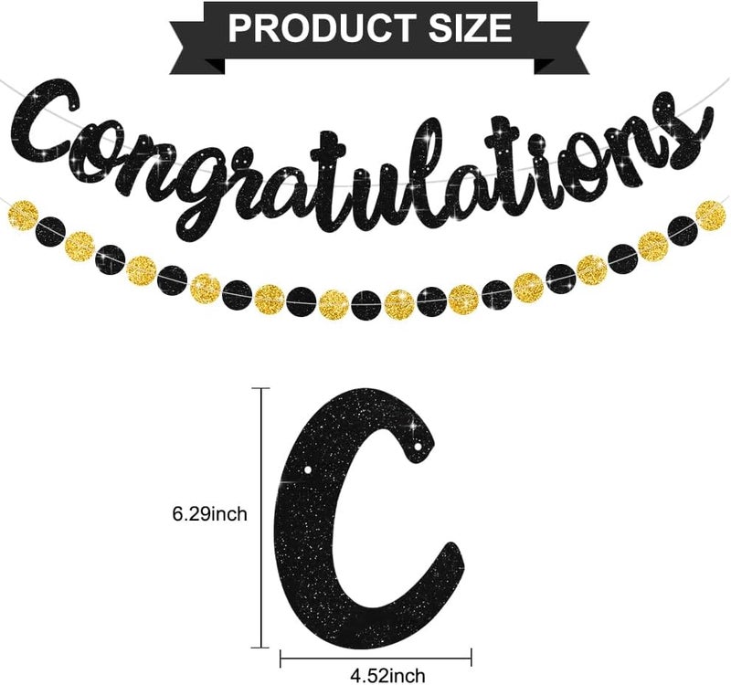 BEISHIDA لافتة تهنئة سوداء من بيشيدا لحفلات التخرج 2025 - Image 2