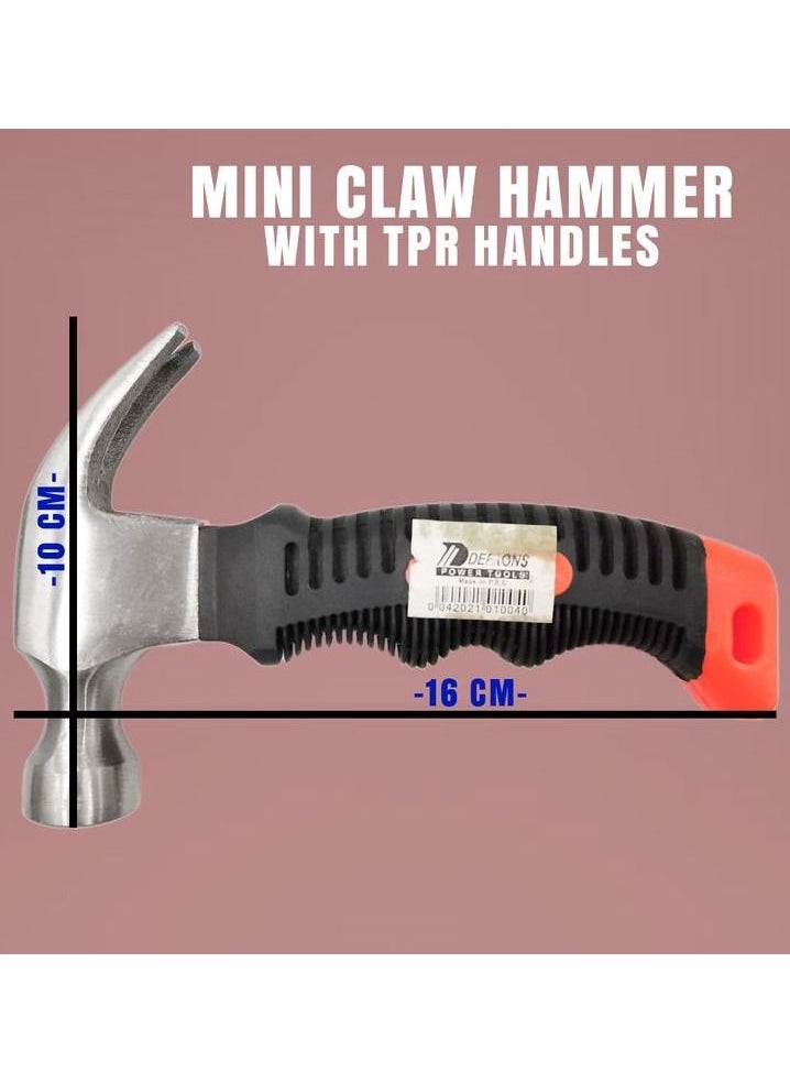 DEFAONS Mini Claw Hammer 300gm Small Hammer Stubby Hammer Short Handle Plastic Grip Carpentry Household Multipurpose Hammer  - Image 5