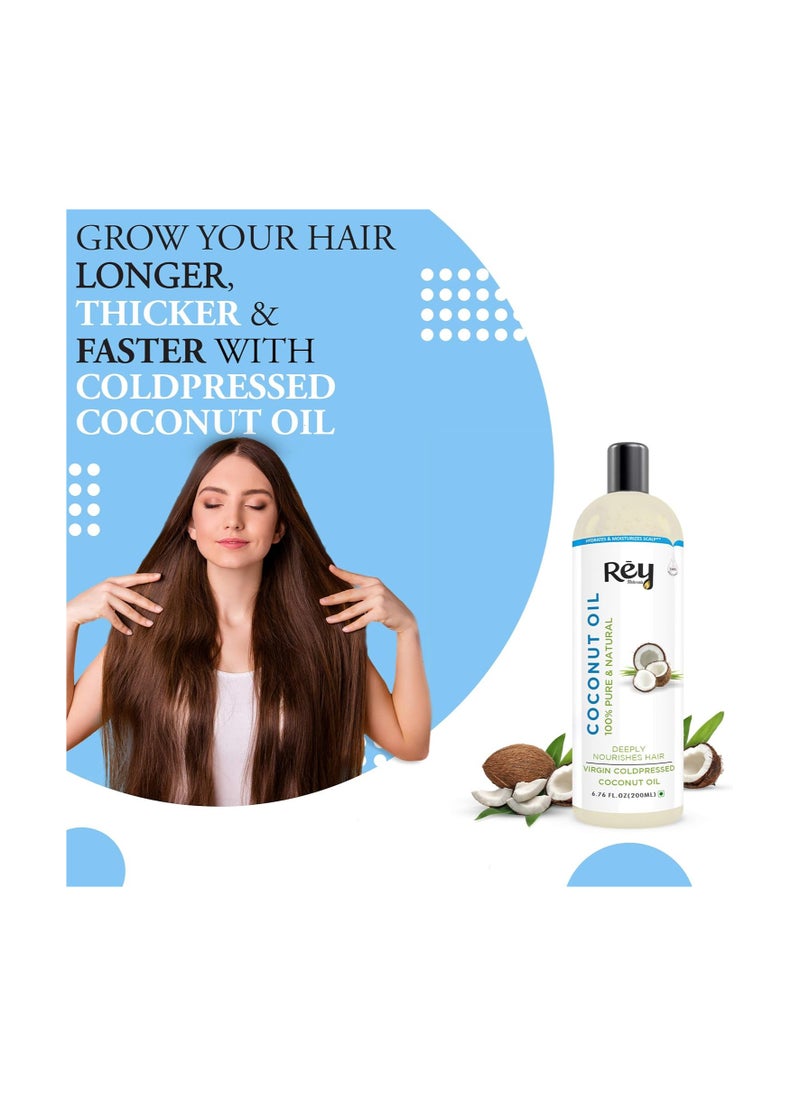 Rey Naturals Rey Naturals Cold Pressed Coconut Oil For Hair and Skin - Pure & Natural, 200 ml  - Image 3