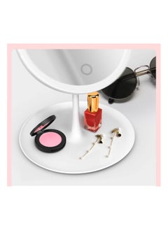 Huitich Round Adjustable LED Makeup Mirror with Storage Tray White  - Image 3