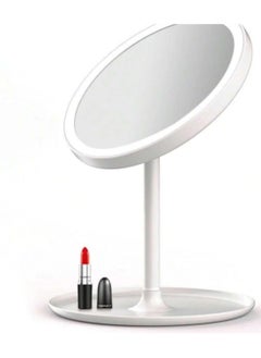 Huitich Round Adjustable LED Makeup Mirror with Storage Tray White  - Image 1