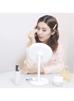 Huitich Round Adjustable LED Makeup Mirror with Storage Tray White  - Image 4