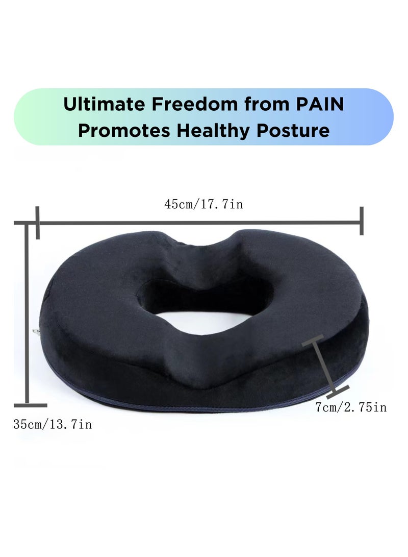 Flushrenic Memory Foam Seat Cushion,Office Seat Cushion Massage,Donut Pillow Anti Hemorrhoids Hip,Push Up Yoga Memory Foam,Car Office Chair Pad,Chair Pad for Home Office Car (Black)  - Image 2