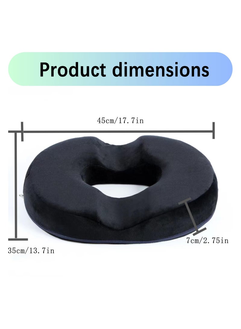 فلوشرينيك وسادة مقعد ميموري فوم، وسادة مقعد ميموري فوم، وسادة مقعد مكتب تدليك، وسادة مقعد دونات مضادة للبواسير الورك، وسادة يوغا ميموري فوم، وسادة كرسي مكتب السيارة، وسادة كرسي لمكتب المنزل سيارة (أسود) - Image 2