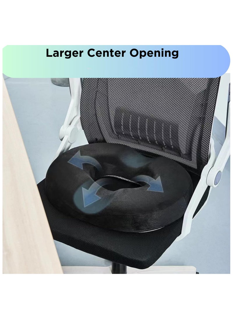 فلوشرينيك وسادة مقعد ميموري فوم، وسادة مقعد ميموري فوم، وسادة مقعد مكتب تدليك، وسادة مقعد دونات مضادة للبواسير الورك، وسادة يوغا ميموري فوم، وسادة كرسي مكتب السيارة، وسادة كرسي لمكتب المنزل سيارة (أسود) - Image 3