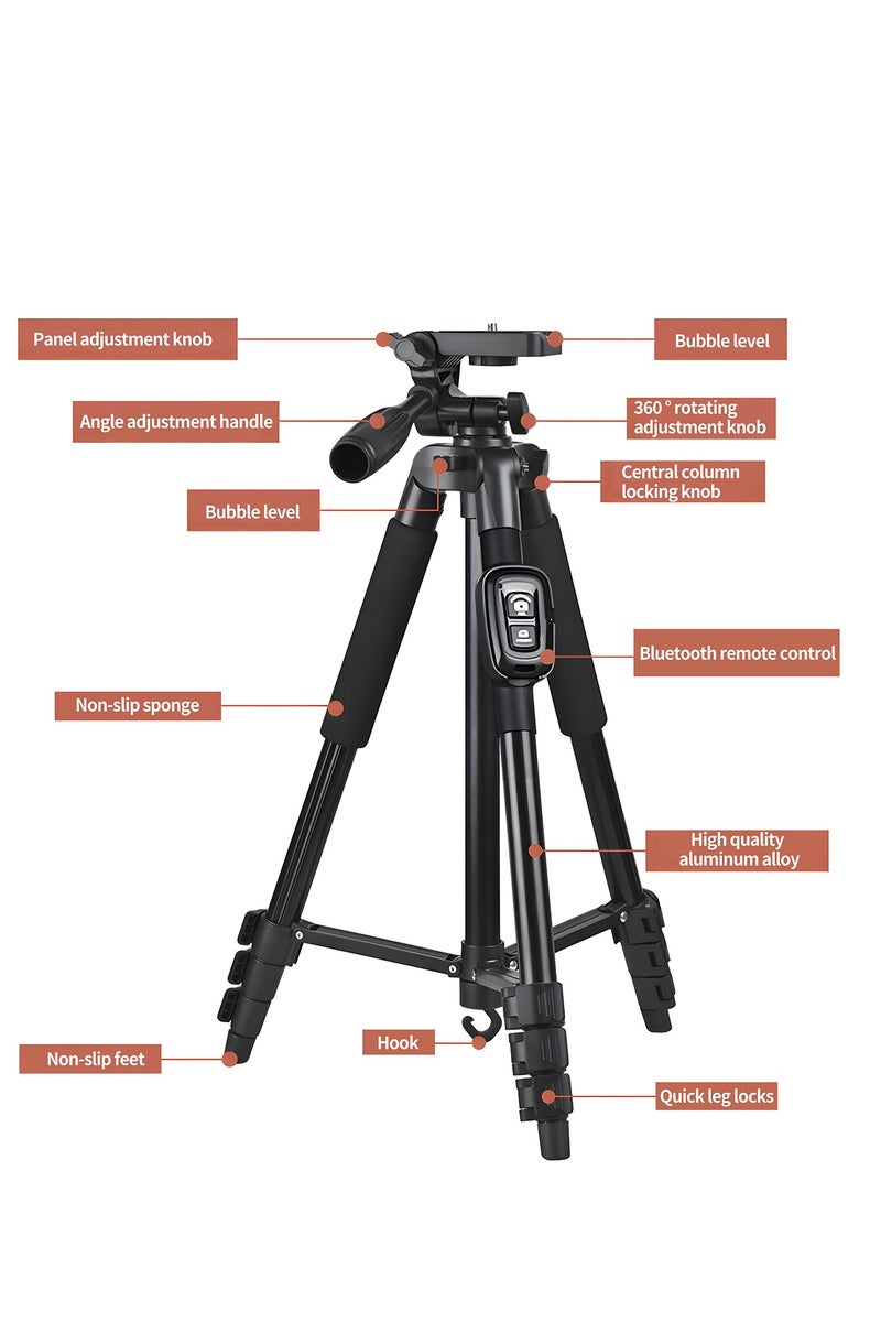 كينجمازي حامل ثلاثي للهاتف/الكاميرا 55 بوصة/140 سم مع جهاز تحكم عن بعد بتقنية البلوتوث - Image 3