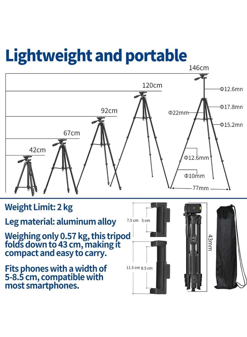 KINGMAZI Tripod For Phone/Camera 55in/140cm With Bluetooth Remote - Image 3