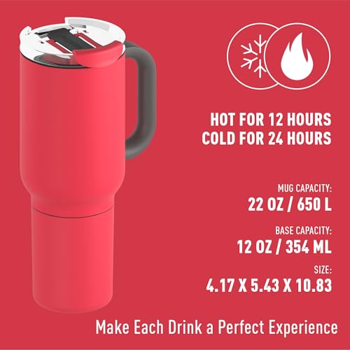asobu DUPLEX 2in1 Travel Mug and Beer Can Holder Enjoy hot and cold drinks simultaneously 22 oz Hot Coffee or Tea Tumbler with Attached 12 oz Cold Can Holder for Beer or Soda Red - Image 3