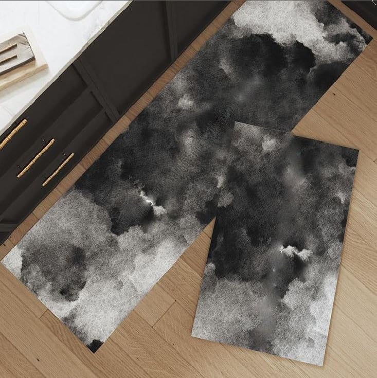 PRECHANA 2 Pcs Kitchen Mats Waterproof Memory Foam Kitchen Rugs Standing Desk Mat Floor Mats Comfort Runner Rug Carpets for Kitchen Floor Sink 120 40 cm 40 60 cm B Cloud - Image 1