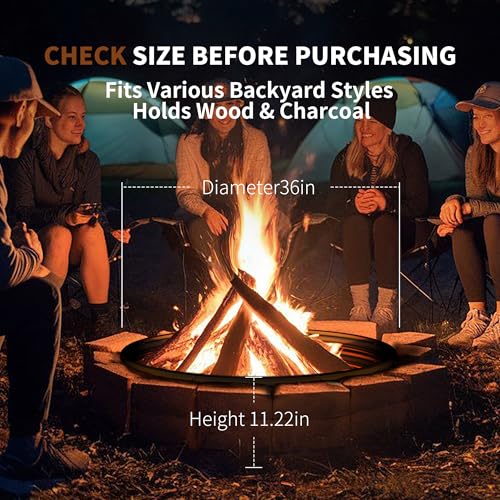 HAIMINA 36 Inch Fire Pit Ring Heavy Duty Large Fire Pit Ring for Outside Wood Burning Fire Pits Rings with HighTemperature Coating for Backyard Bonfire Camping Beach 3x3 FT - Image 3