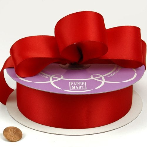 Paper Mart Red Double Face Satin Ribbon, 1-1/2" X 50Yd - Image 3