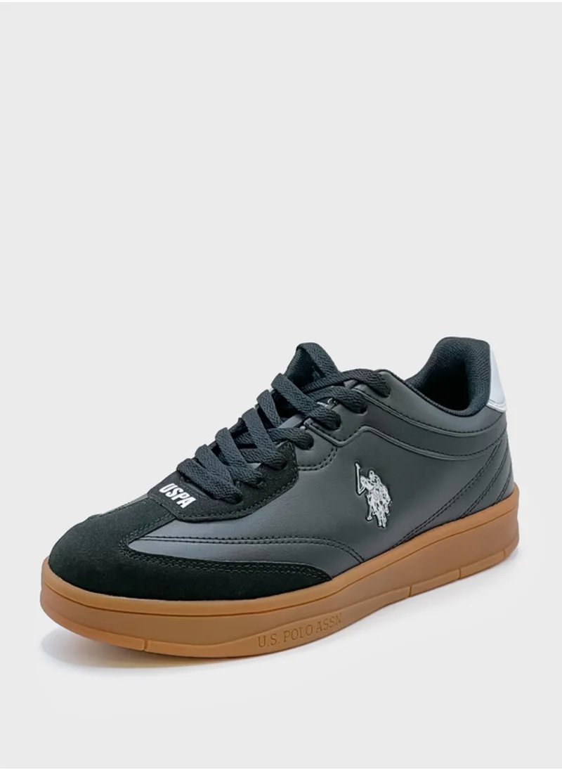 U.S. Polo Assn. Women's Black Low-Top Sneakers - Lightweight Timeless Lace-Up Style, Ideal for Casual Outings