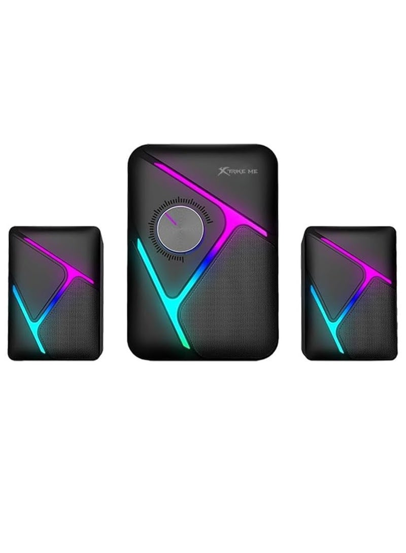 XTRIKE ME مكبر صوت متعدد الوسائط SK-610 2.1 مع إضاءة خلفية RGB وصوت ستيريو - Image 2