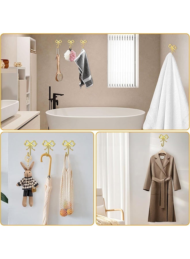 خطافان كبيران الحجم من خطافات الحائط الذهبية على شكل فيونكة، خطافات معاطف ذهبية، خطافات معدنية، خطافات ديكور للغرف على شكل فيونكة للمعاطف، أكواب القهوة، القبعات، الحقائب، مناشف الحمام، وغيرها من ديكورات الغرف. - Image 4