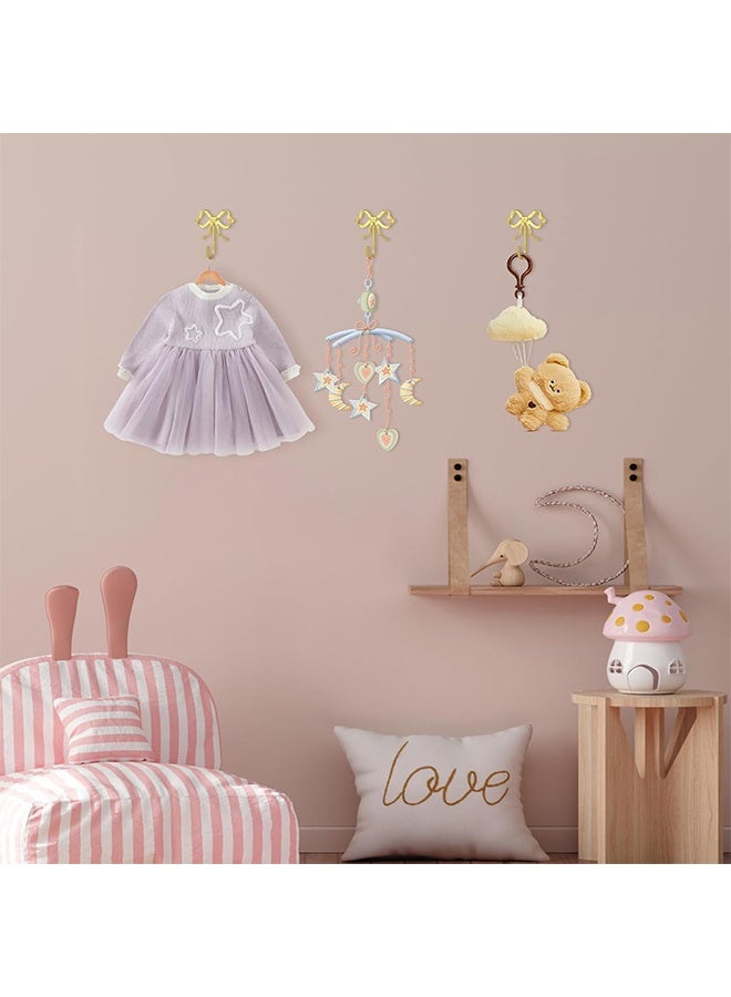 خطافان كبيران الحجم من خطافات الحائط الذهبية على شكل فيونكة، خطافات معاطف ذهبية، خطافات معدنية، خطافات ديكور للغرف على شكل فيونكة للمعاطف، أكواب القهوة، القبعات، الحقائب، مناشف الحمام، وغيرها من ديكورات الغرف. - Image 3