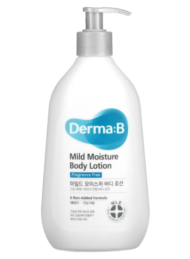 derma b Mild Moisture Body Lotion Fragrance Free 13.5 fl oz (400 ml) 