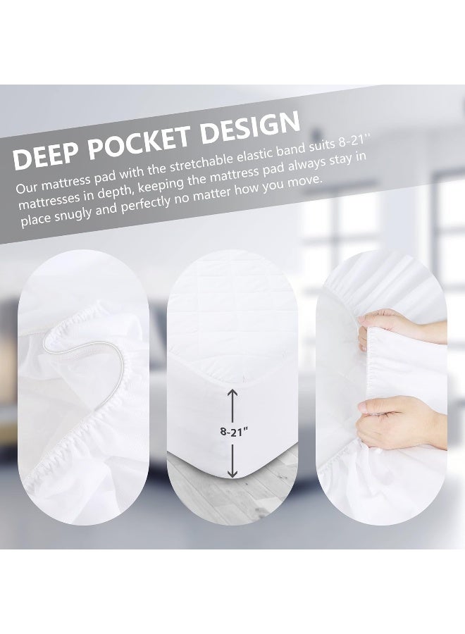 Ruili King Size Quilted Fitted Mattress Pad Waterproof Breathable Soft Mattress Protector Deep Pocket Fitted Style Bed Cover VinylFree  - Image 4