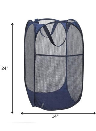 2-Pack Home Laundry Basket, Foldable Storage Basket, Mesh Popup Laundry Basket, Collapsible Clothes Washing Laundry Hamper with Carry Handle, Blue - view 2