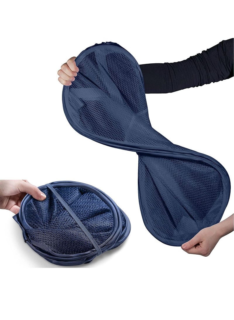 الروهيت سلة غسيل منزلية 2 حزمة ، سلة تخزين قابلة للطي ، سلة غسيل منبثقة شبكية ، سلة غسيل ملابس قابلة للطي مع مقبض حمل ، أزرق  - Image 4