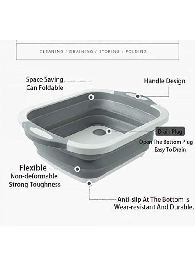 Generic NENYAO 3-in-1 Multifunctional Portable Cutting Board Foldable Outdoor Cleaning Bowl Camping Picnic Grill Collapsible Sink Drain Basket  - Image 2