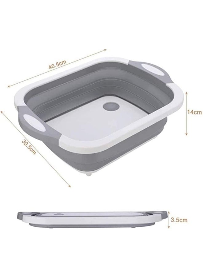 Generic NENYAO 3-in-1 Multifunctional Portable Cutting Board Foldable Outdoor Cleaning Bowl Camping Picnic Grill Collapsible Sink Drain Basket  - Image 3