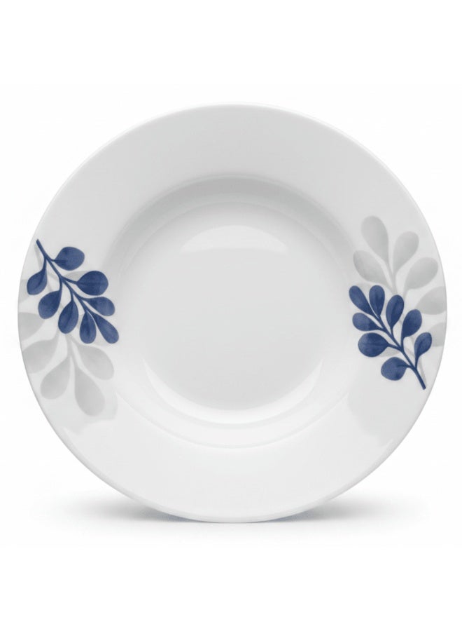 AKDC Diva Pearl White Opalware Soup Plate with Decorative Leaf Design22.5 cm - Image 1