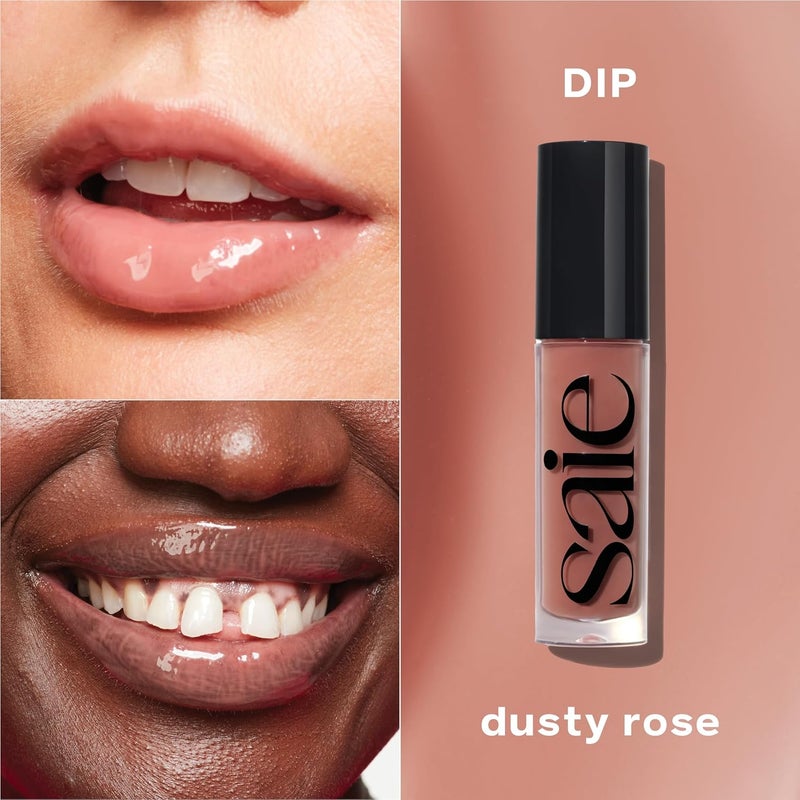 Saie Glossybounce - Hydrating Lip Gloss and Tinted Lip Oil Hybrid with Hyaluronic Acid & Jojoba Oil for Non-Sticky, Ultra-Shiny, Plump & Soft Lips - Everyday Makeup Essential - Dip (.17 oz) - Image 3