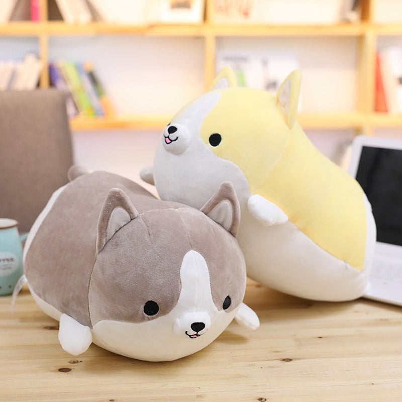 Levenkeness Corgi Dog Plush Pillow  Soft Cute Shiba Inu Akita Stuffed Animals Toy Gifts (Gray  11.8 in) - Image 3