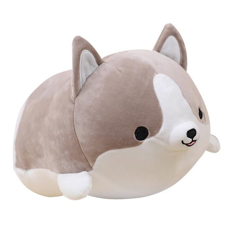 Levenkeness Corgi Dog Plush Pillow  Soft Cute Shiba Inu Akita Stuffed Animals Toy Gifts (Gray  11.8 in) - Image 1